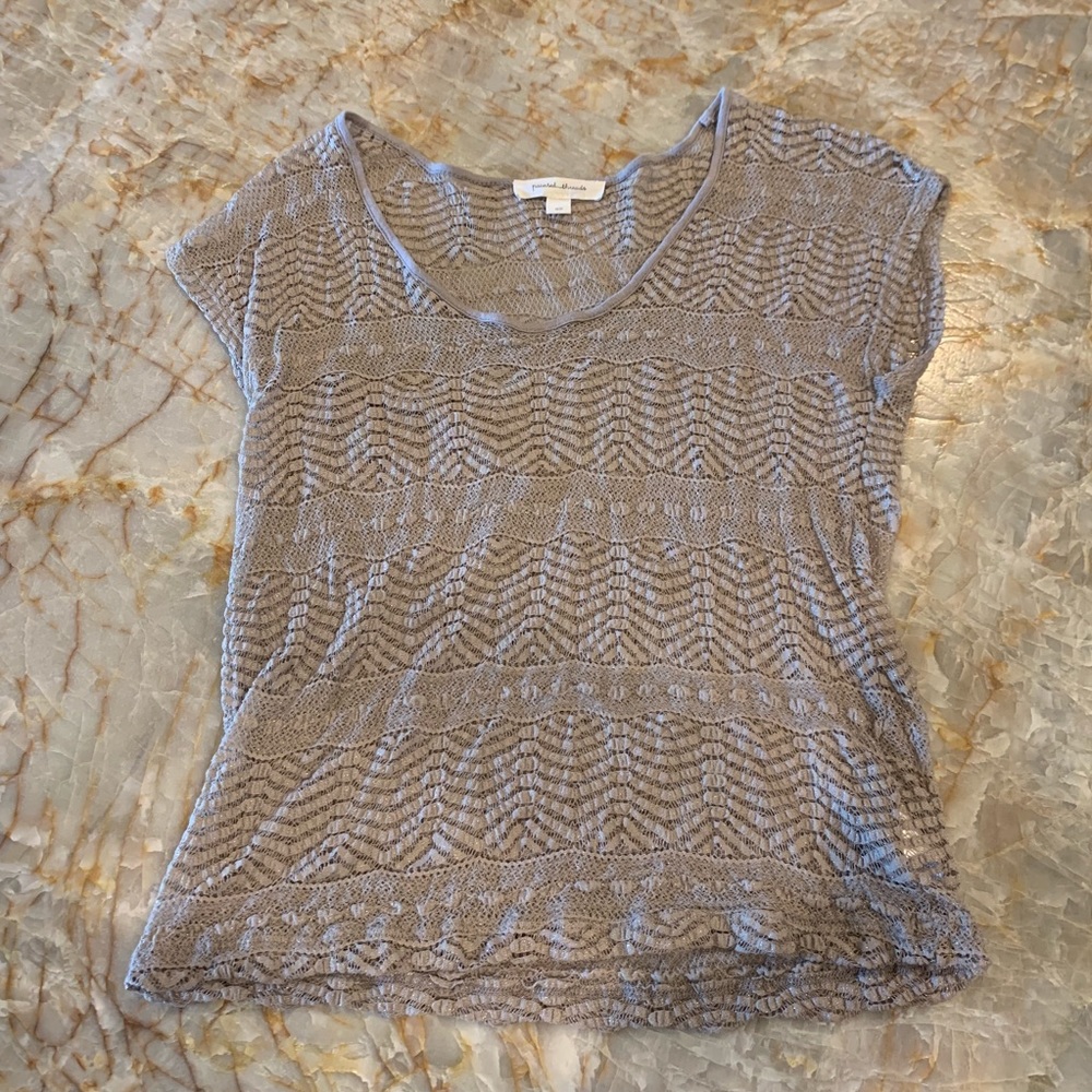 Silver grey mesh lace top